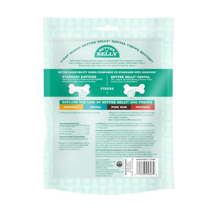Dental Kabobs Dog Chews Spearmint 10 Count